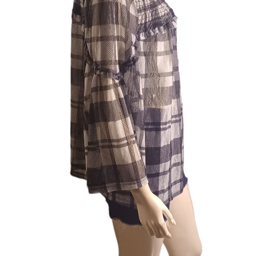605633....Style&Co Black and White Shear Top Size Large - Picture 3 of 5